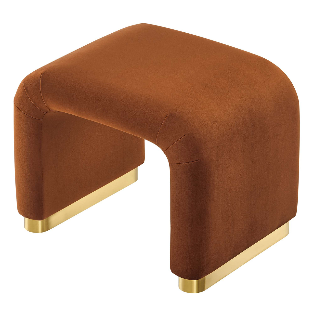 Kaela Upholstered Velvet Stool, Gold & Terracotta