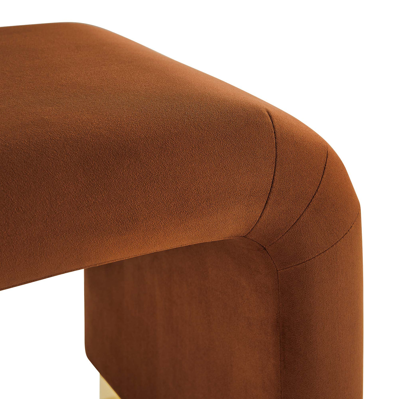 Kaela Upholstered Velvet Stool, Gold & Terracotta