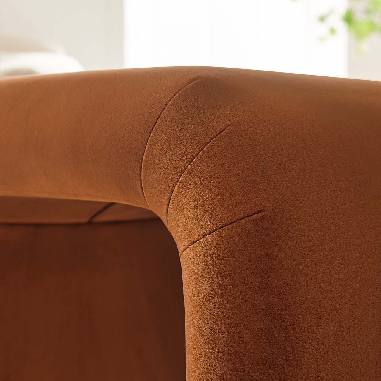 Kaela Upholstered Velvet Stool, Gold & Terracotta