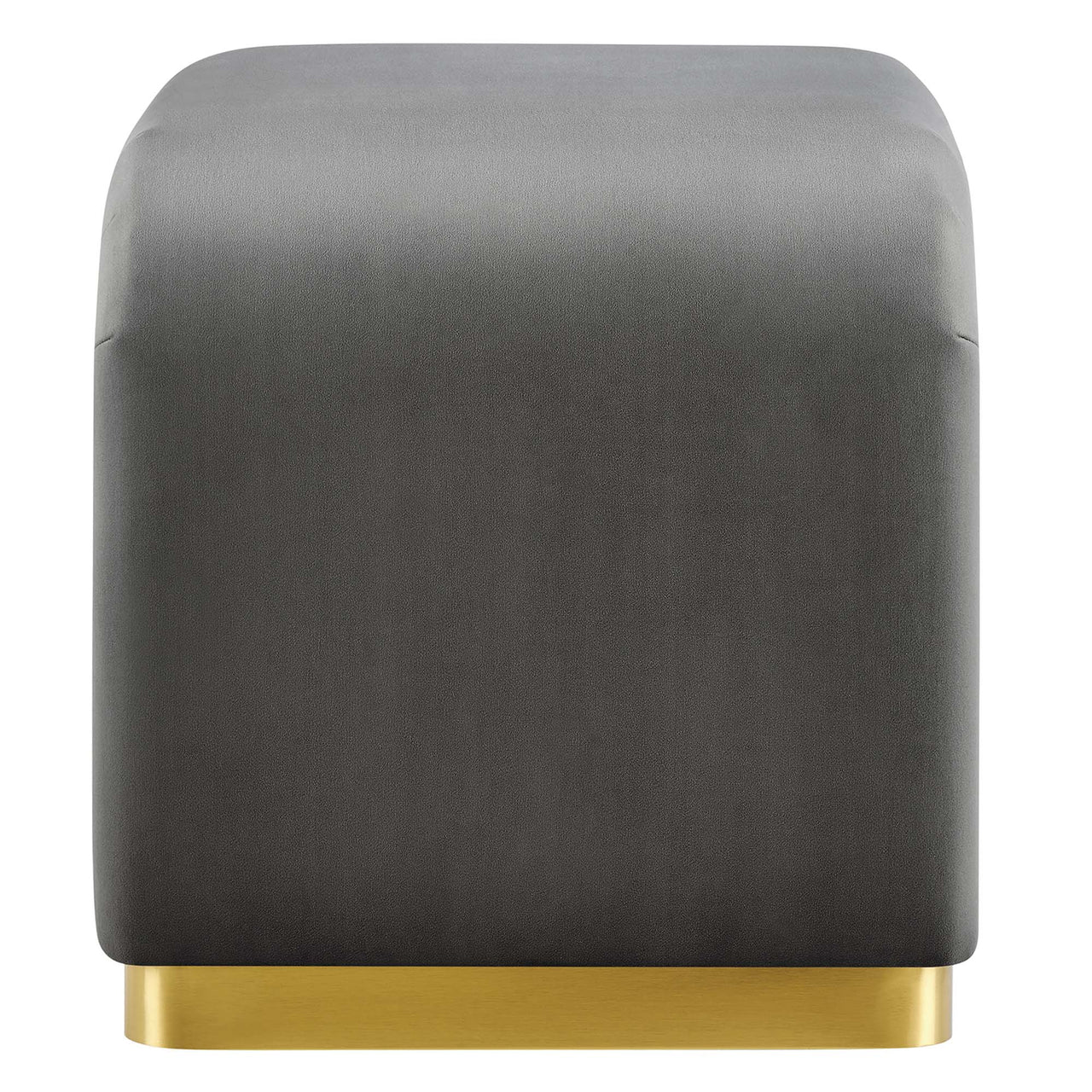 Kaela Upholstered Velvet Stool, Gold & Charcoal