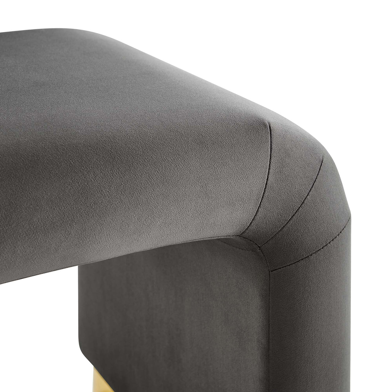 Kaela Upholstered Velvet Stool, Gold & Charcoal
