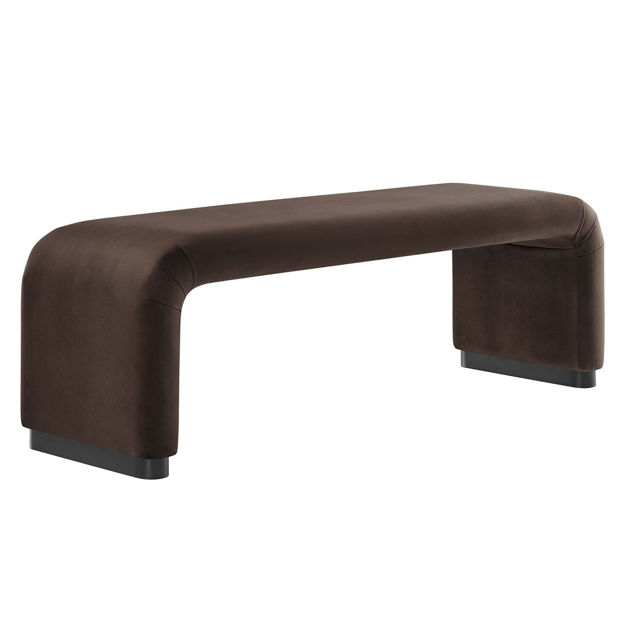 Kaela Upholstered Velvet Bench, Black & Chocolate Brown