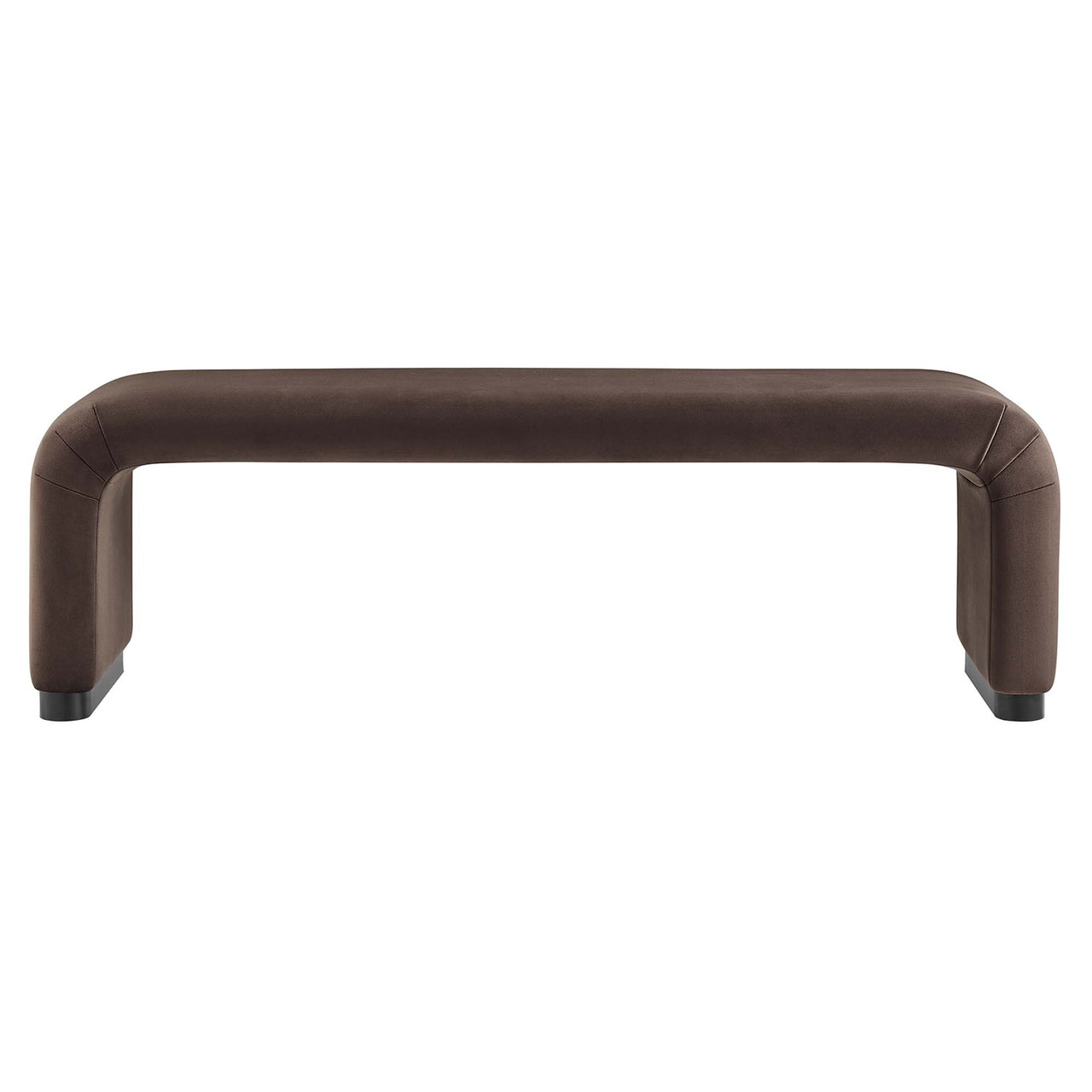 Kaela Upholstered Velvet Bench, Black & Chocolate Brown