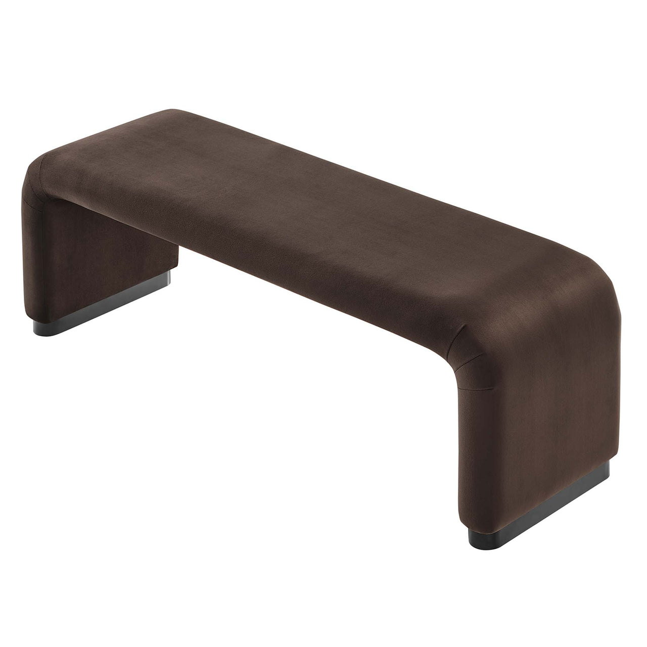 Kaela Upholstered Velvet Bench, Black & Chocolate Brown