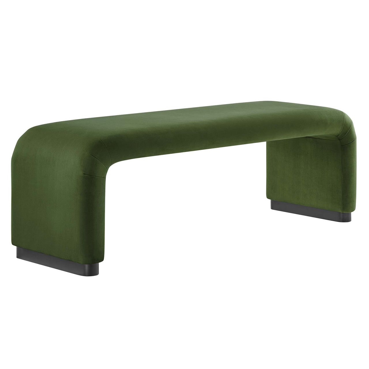 Kaela Upholstered Velvet Bench, Black & Basil