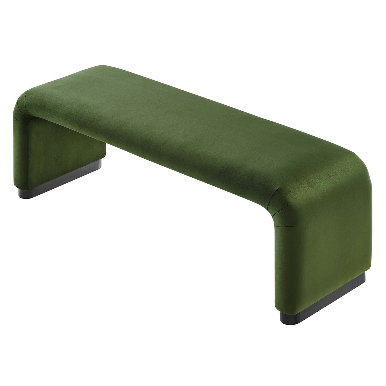 Kaela Upholstered Velvet Bench, Black & Basil
