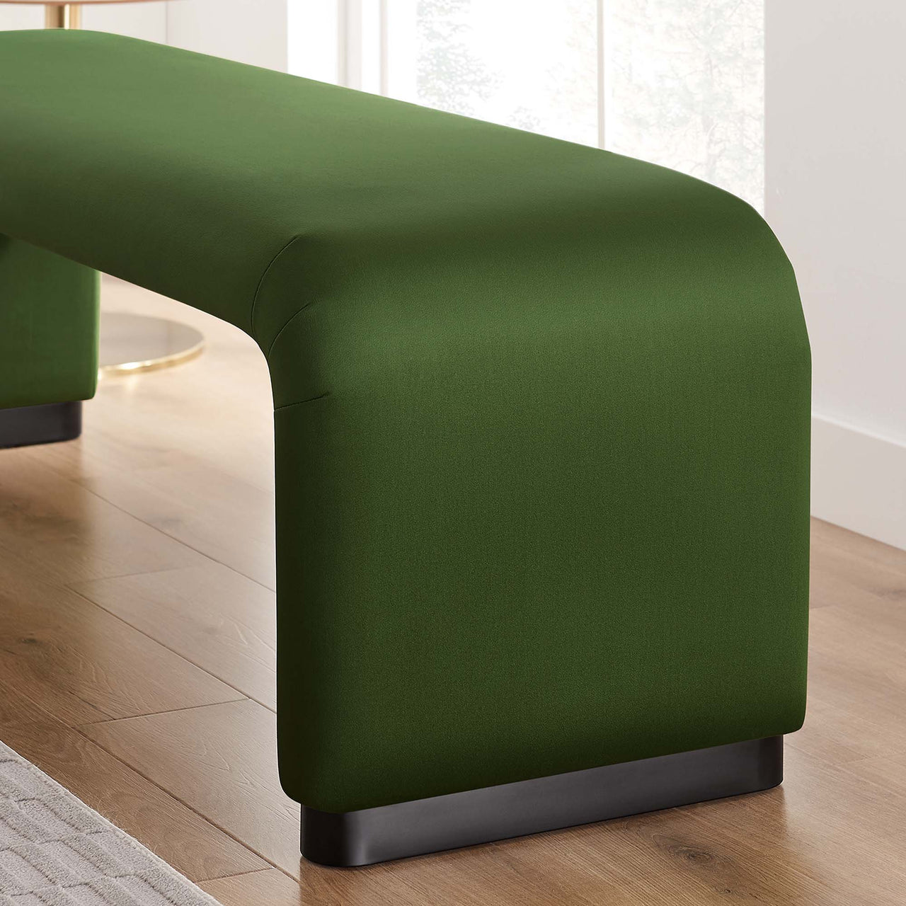 Kaela Upholstered Velvet Bench, Black & Basil