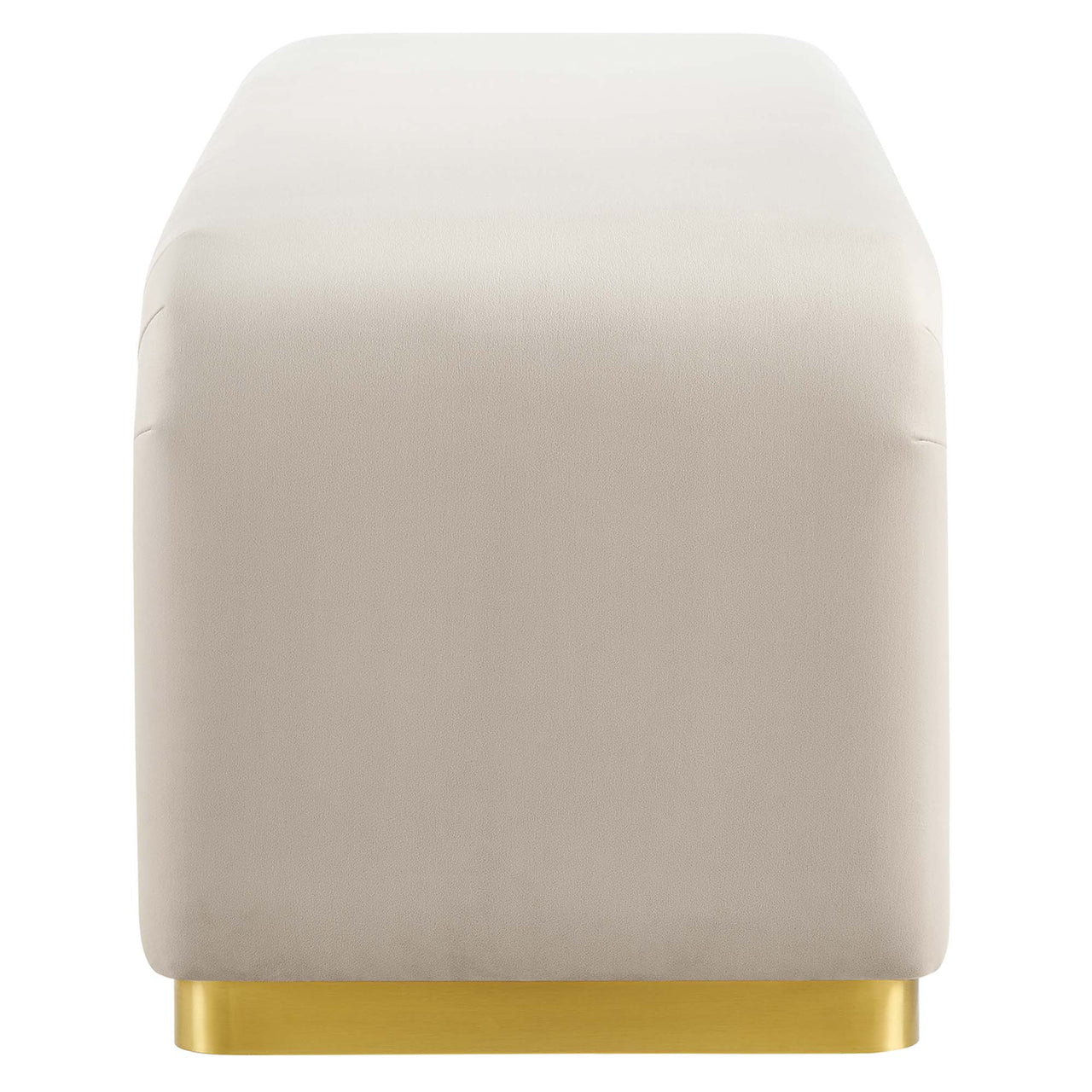 Kaela Upholstered Velvet Bench, Gold & Almond