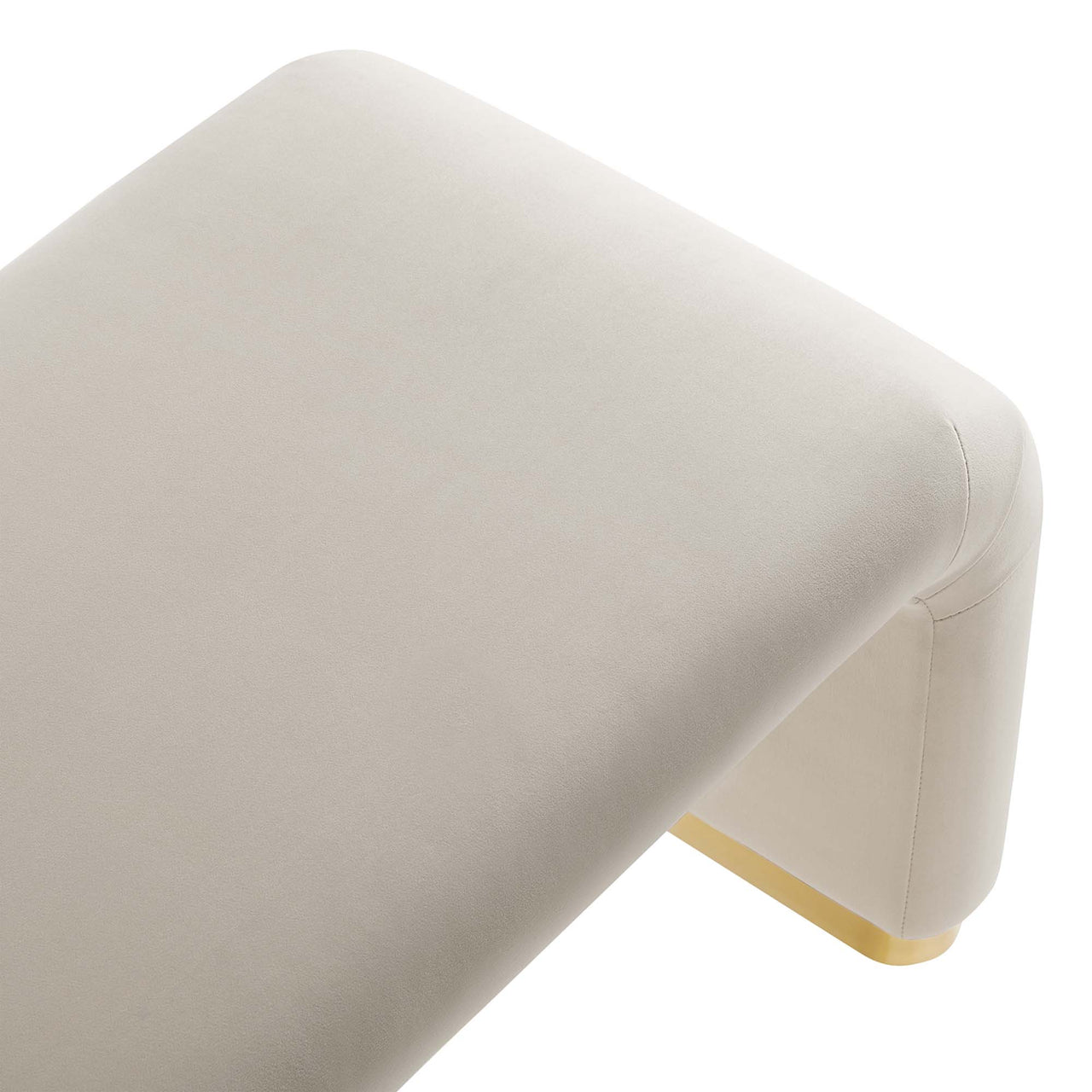 Kaela Upholstered Velvet Bench, Gold & Almond