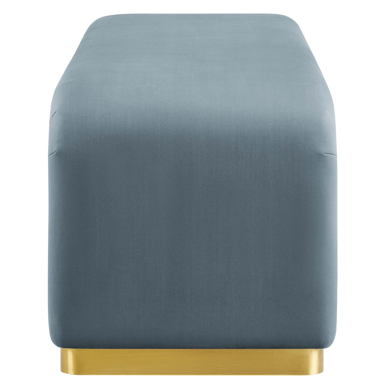 Kaela Upholstered Velvet Bench, Gold & Slate