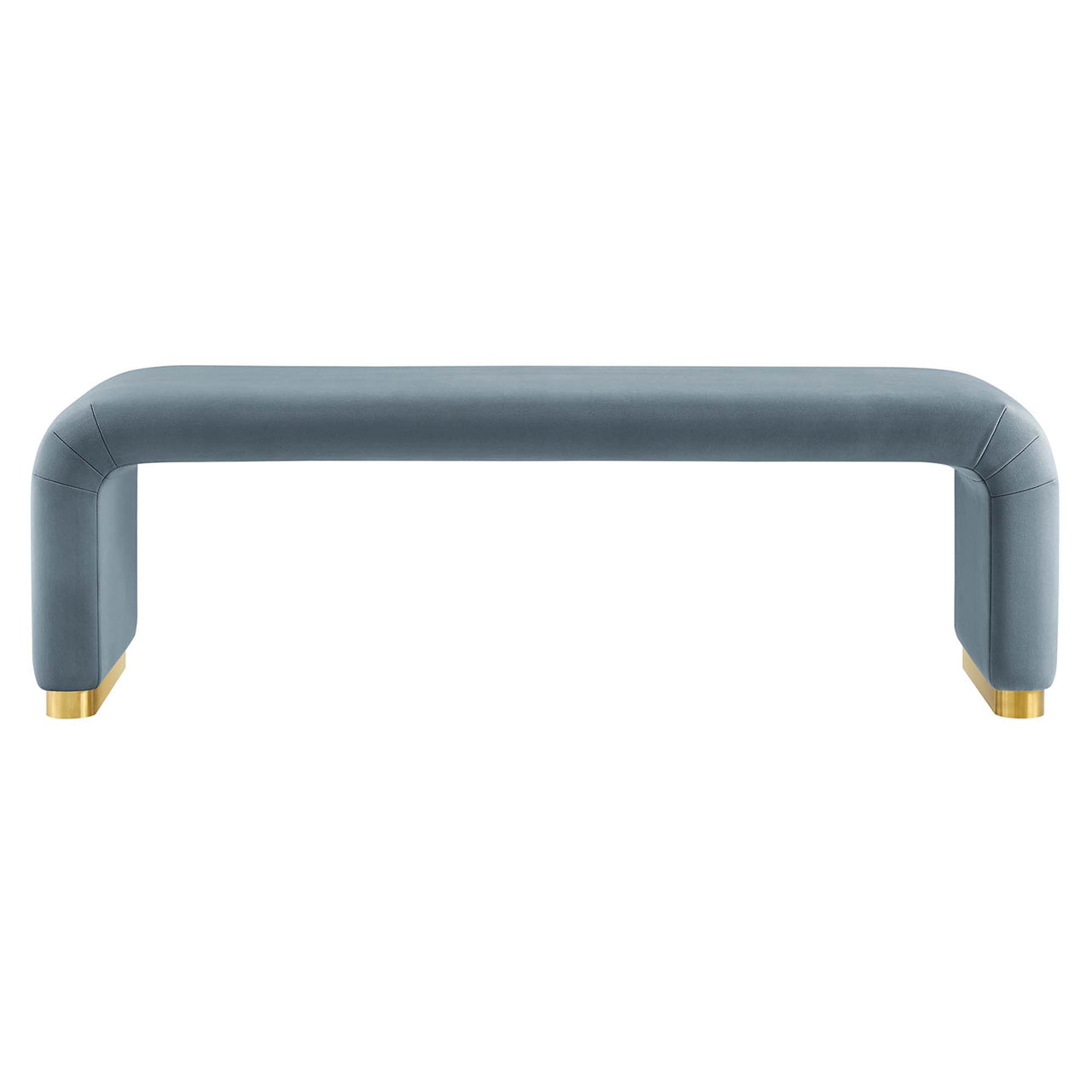 Kaela Upholstered Velvet Bench, Gold & Slate