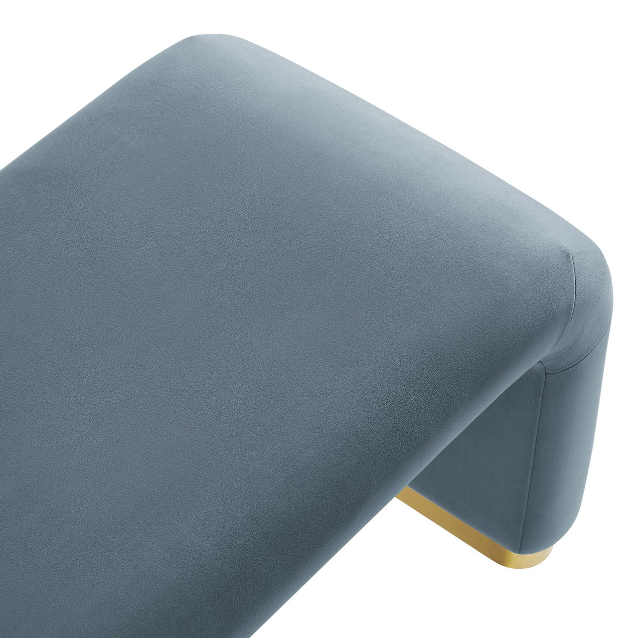Kaela Upholstered Velvet Bench, Gold & Slate