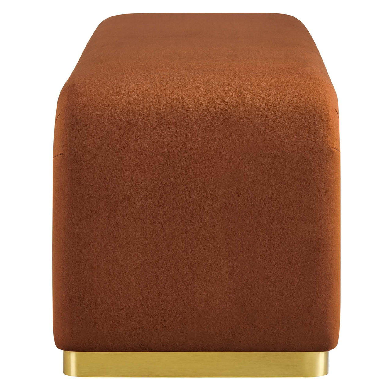 Kaela Upholstered Velvet Bench, Gold & Terracotta