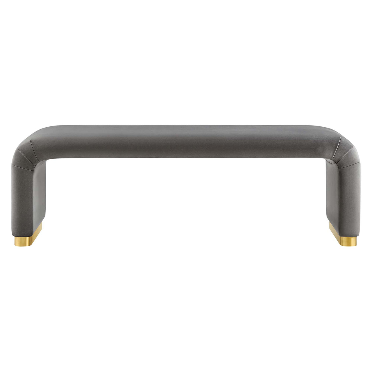 Kaela Upholstered Velvet Bench, Gold & Charcoal