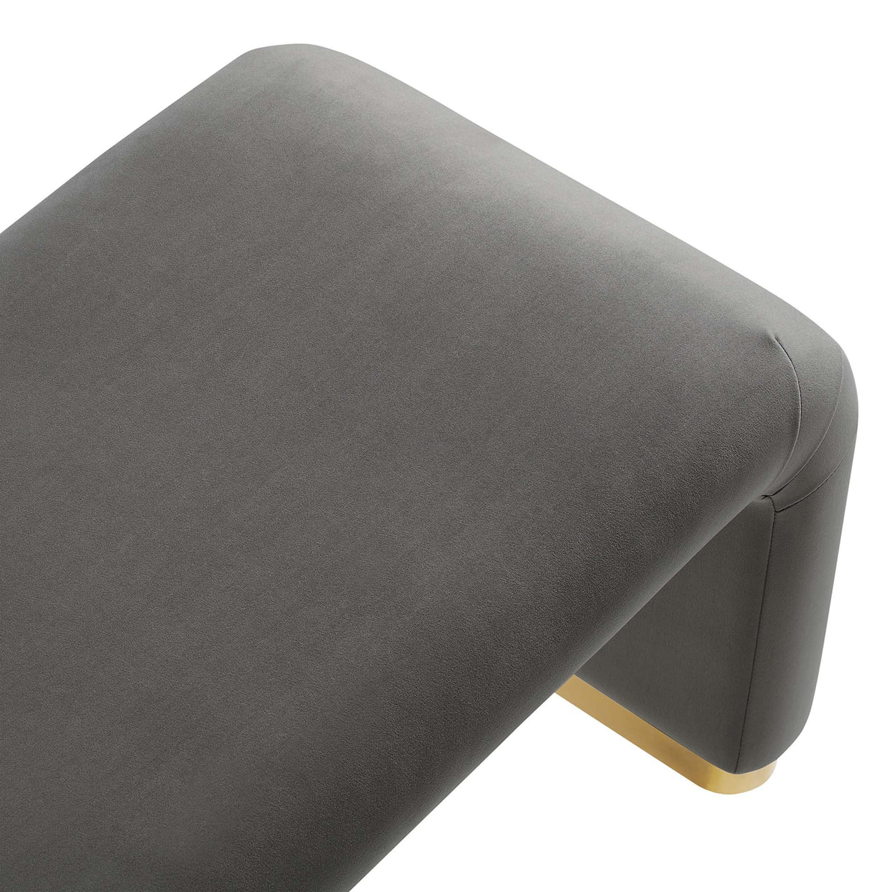 Kaela Upholstered Velvet Bench, Gold & Charcoal