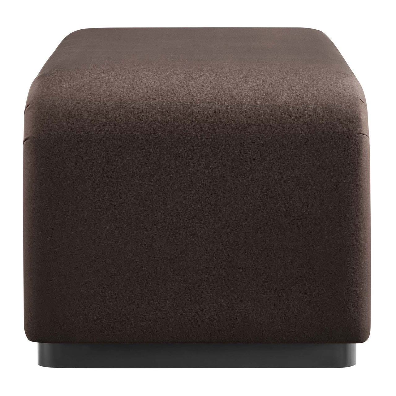Kaela Upholstered Velvet Ottoman, Black & Chocolate Brown