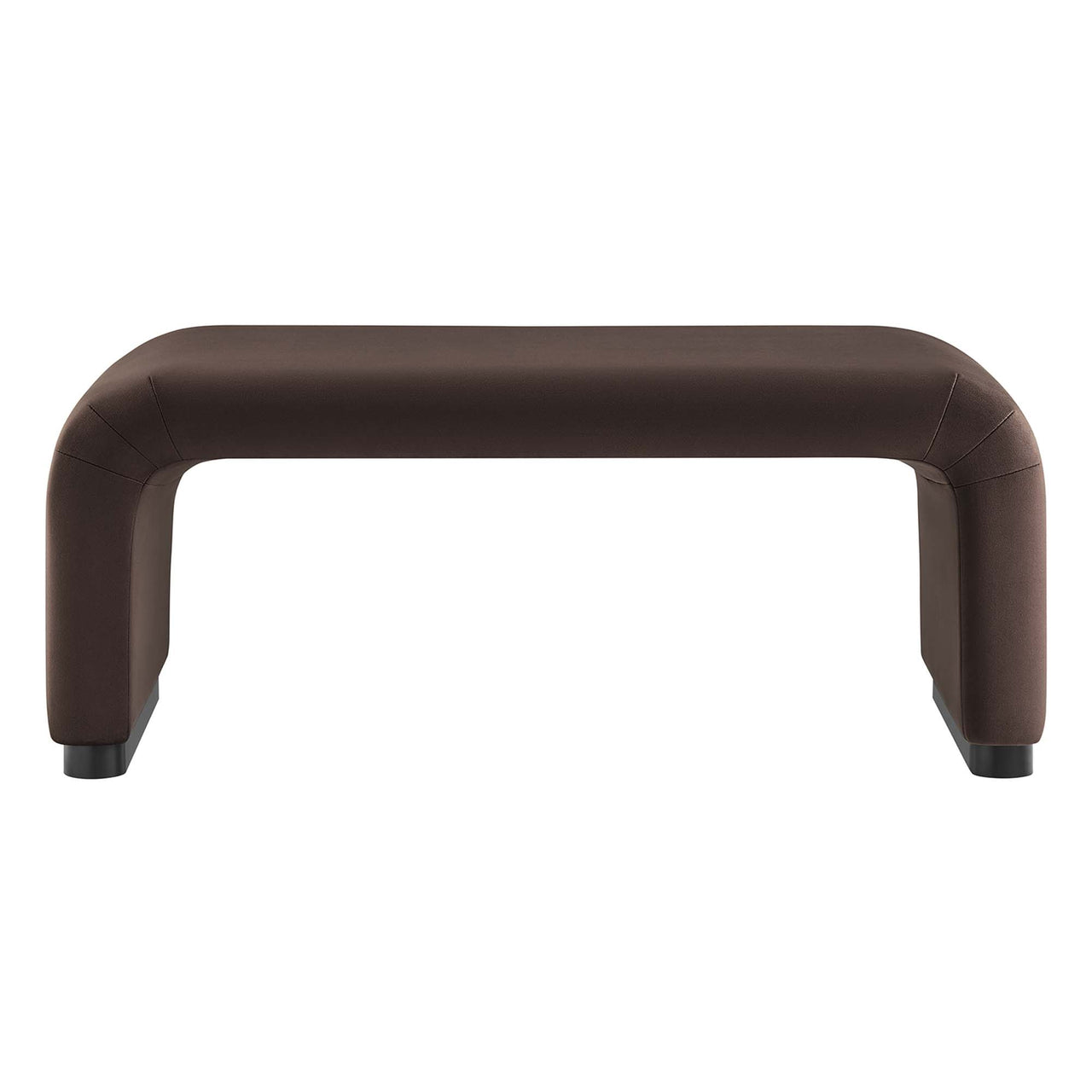 Kaela Upholstered Velvet Ottoman, Black & Chocolate Brown