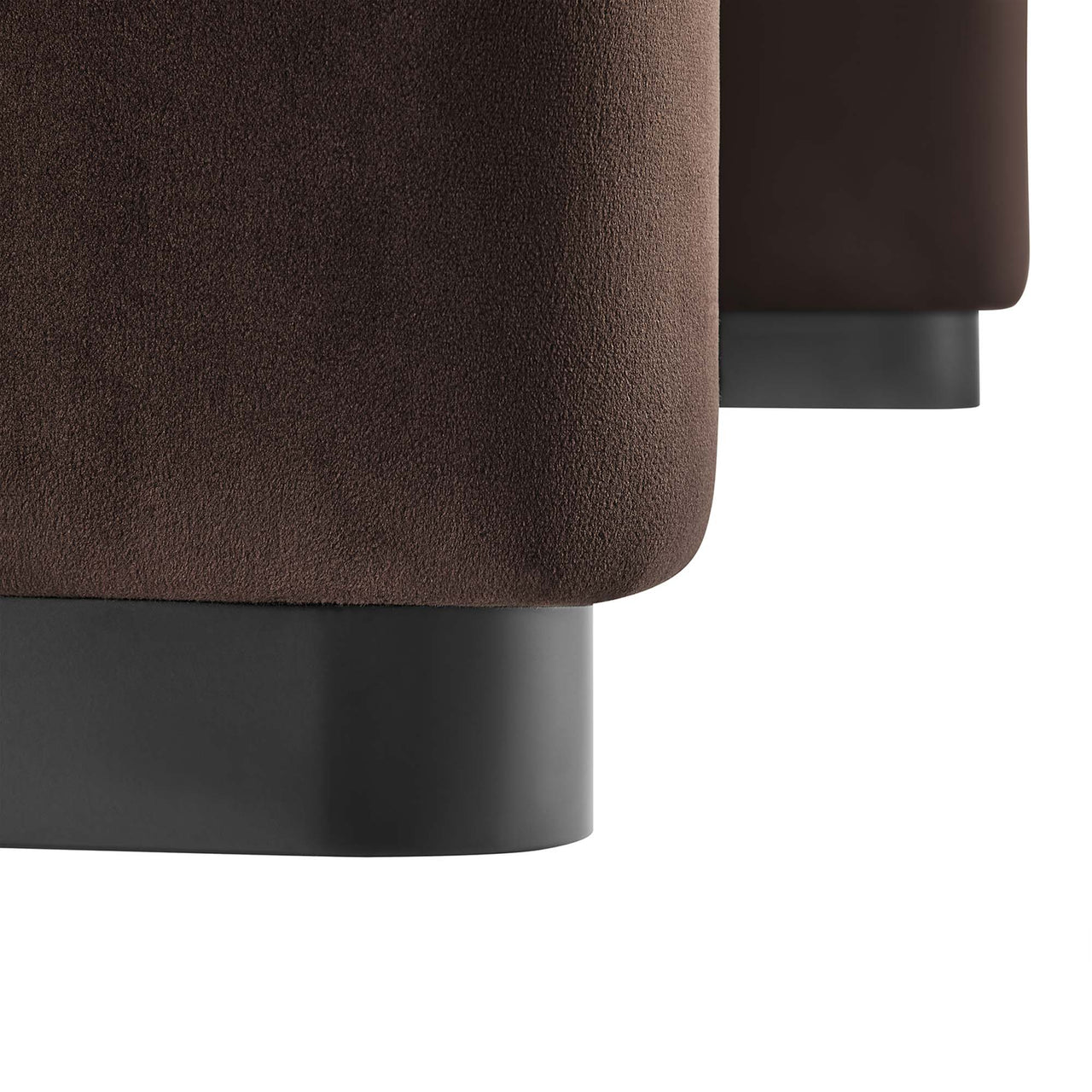 Kaela Upholstered Velvet Ottoman, Black & Chocolate Brown