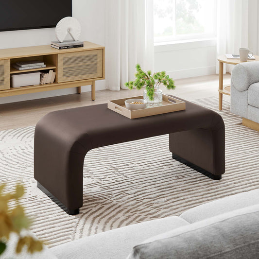Kaela Upholstered Velvet Ottoman, Black & Chocolate Brown