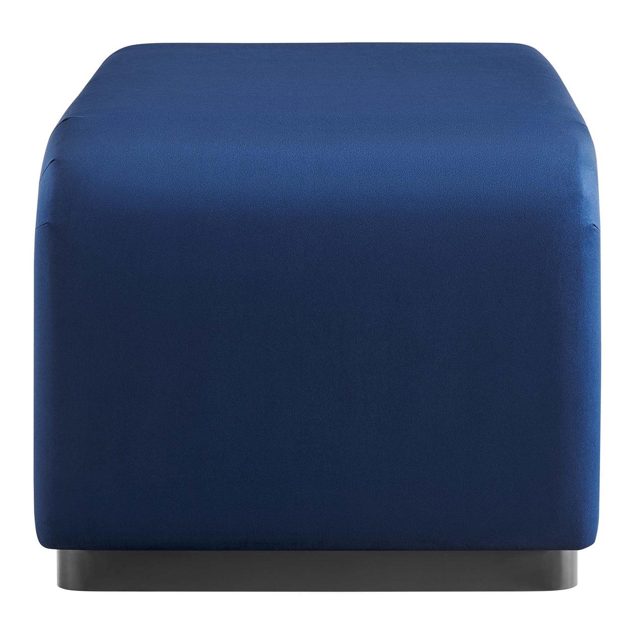 Kaela Upholstered Velvet Ottoman, Black & Dark Blue