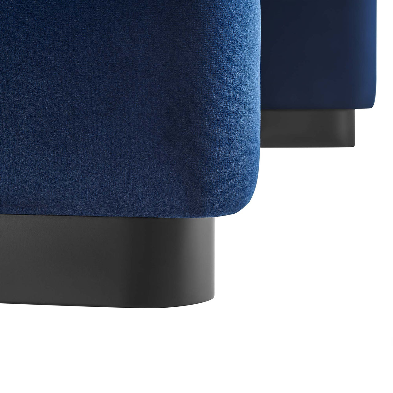 Kaela Upholstered Velvet Ottoman, Black & Dark Blue