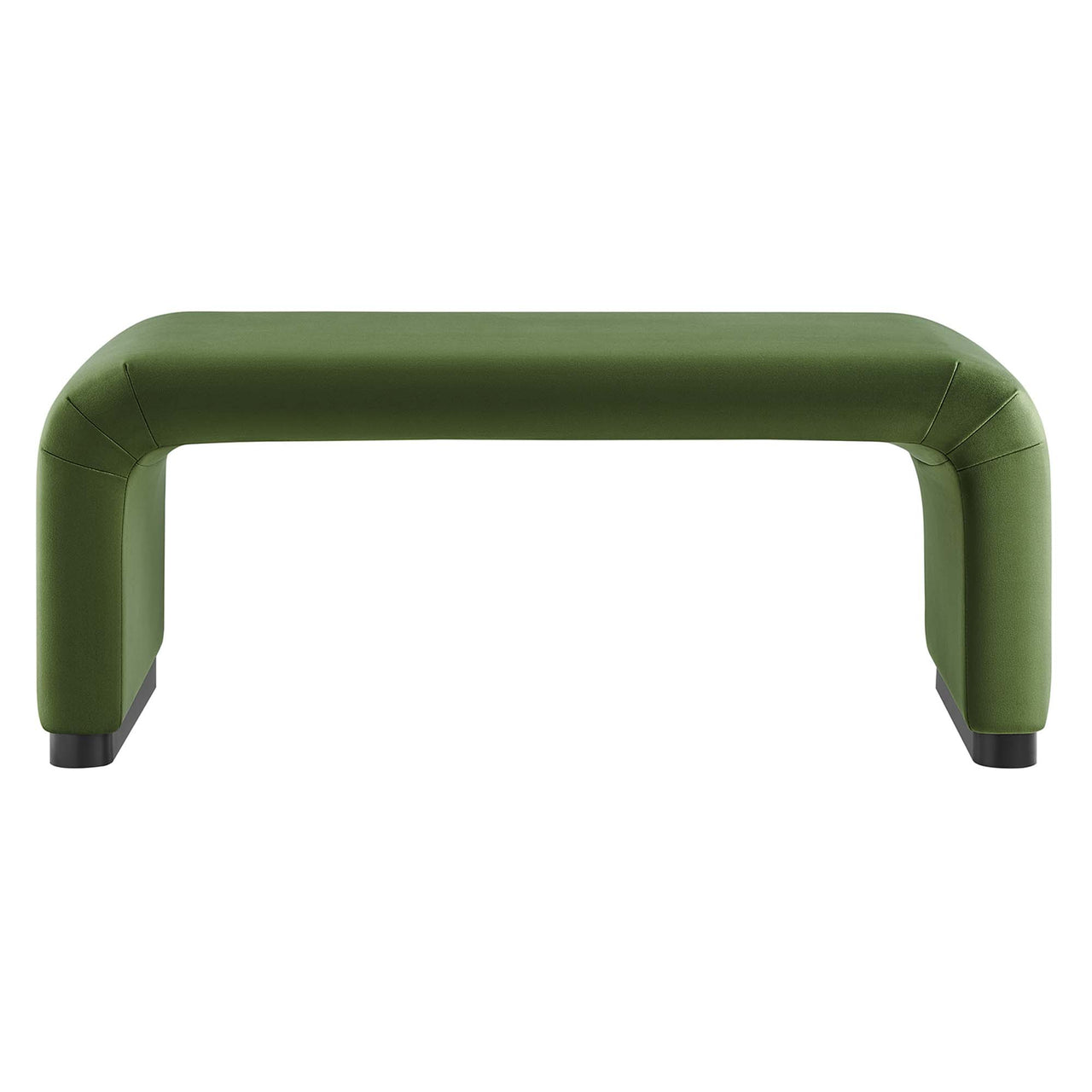 Kaela Upholstered Velvet Ottoman, Black & Basil