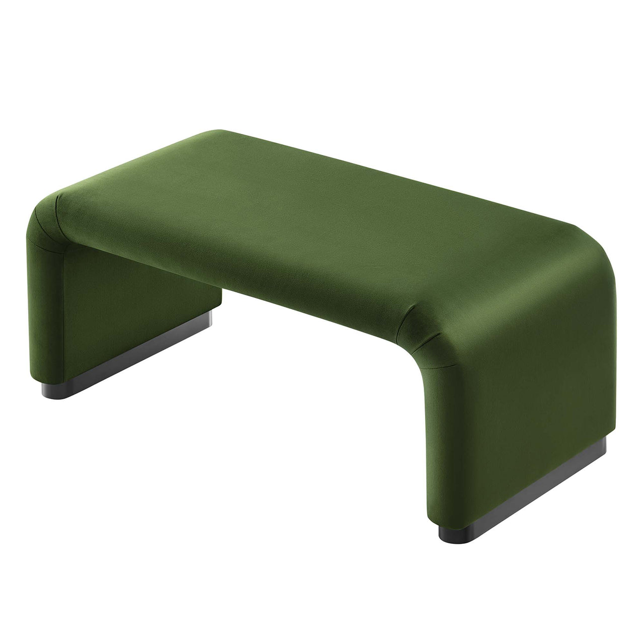 Kaela Upholstered Velvet Ottoman, Black & Basil