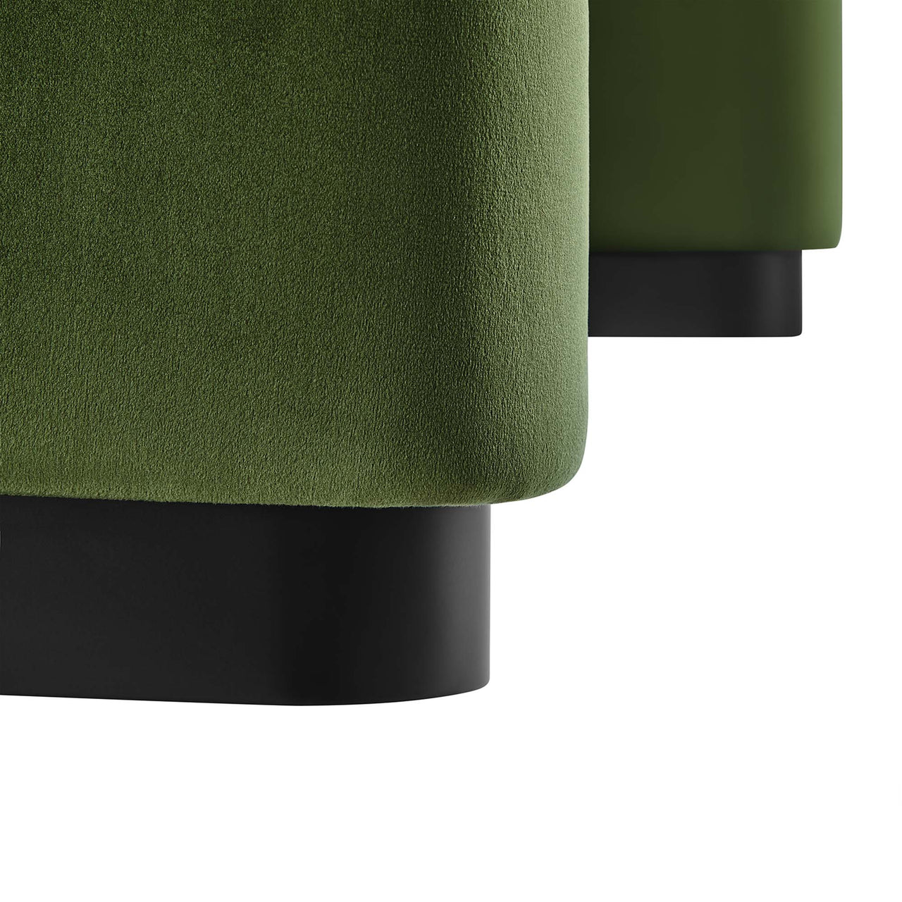 Kaela Upholstered Velvet Ottoman, Black & Basil