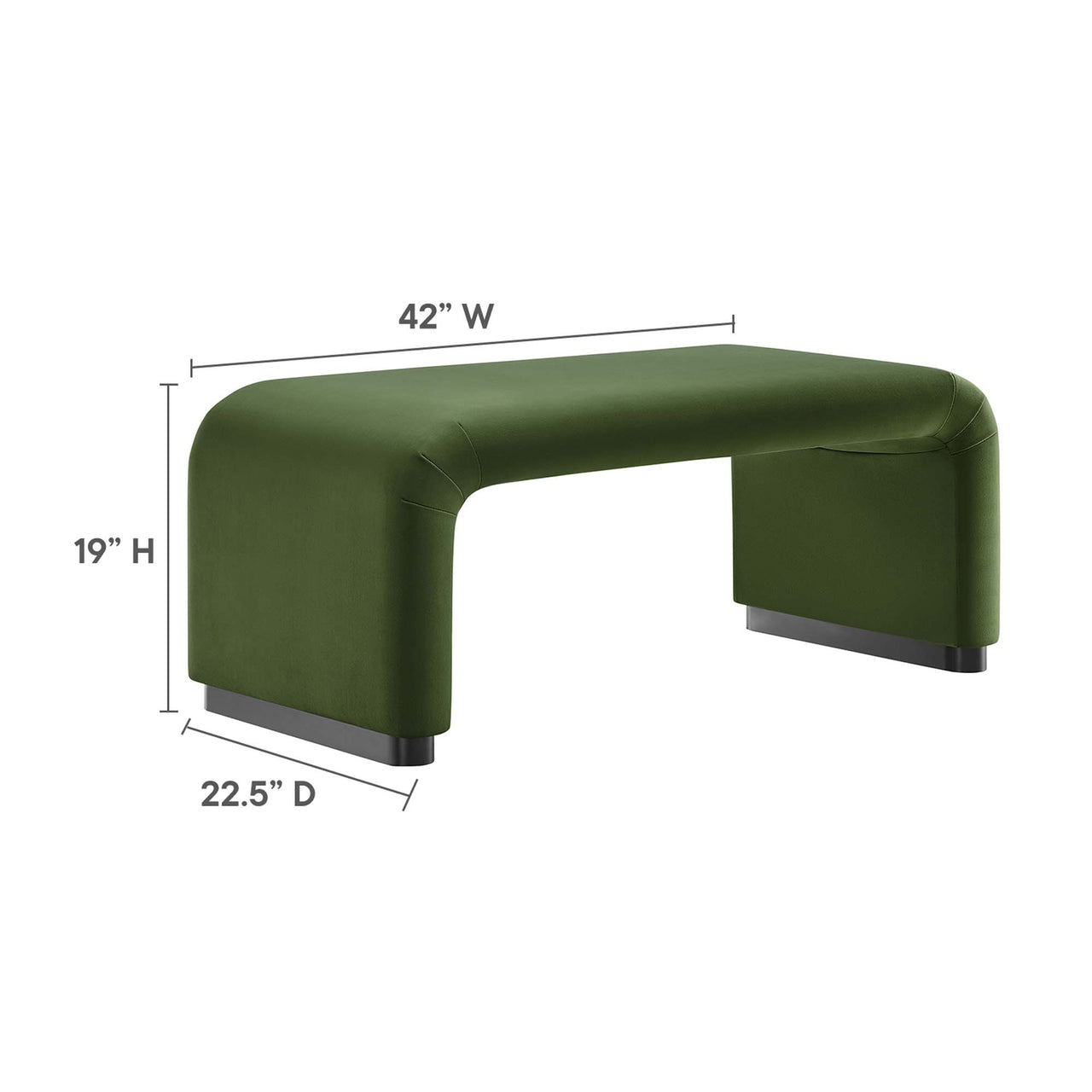 Kaela Upholstered Velvet Ottoman, Black & Basil