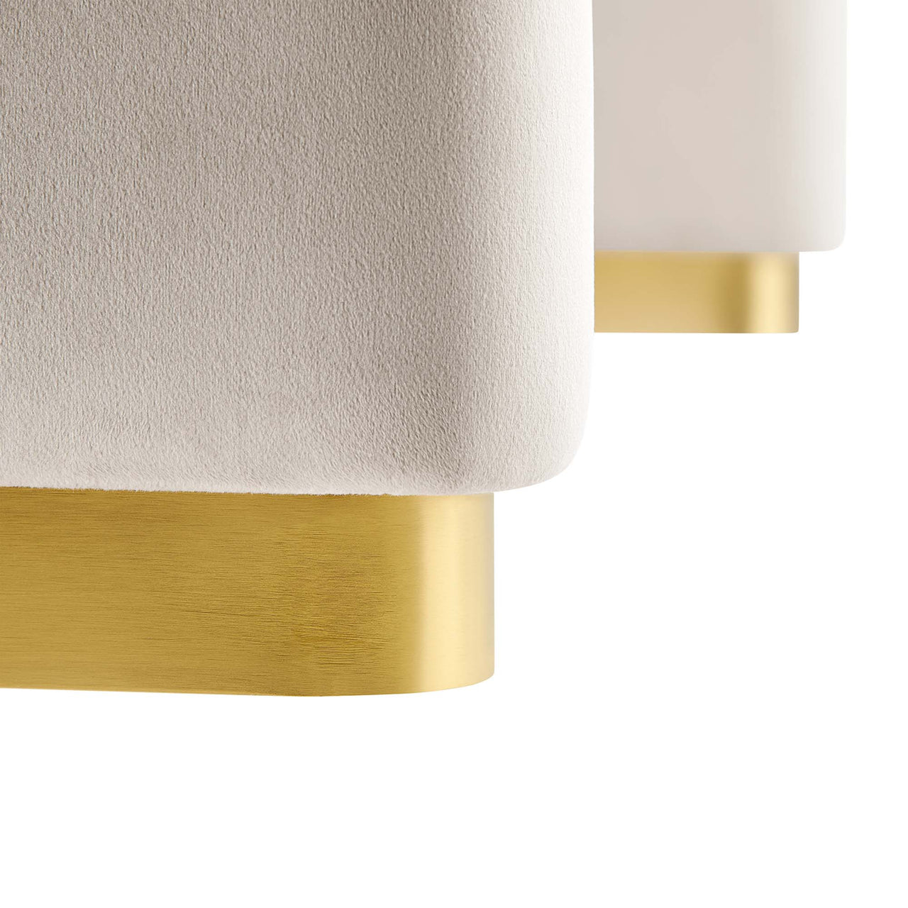 Kaela Upholstered Velvet Ottoman, Gold & Almond