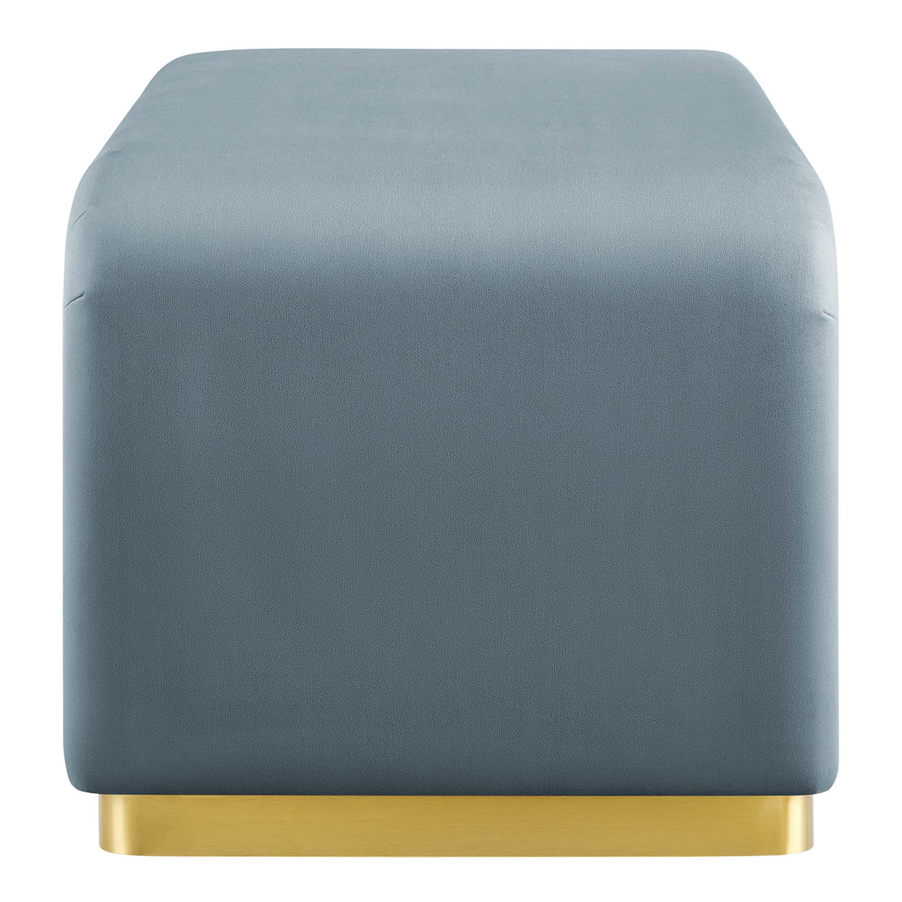 Kaela Upholstered Velvet Ottoman, Gold & Slate