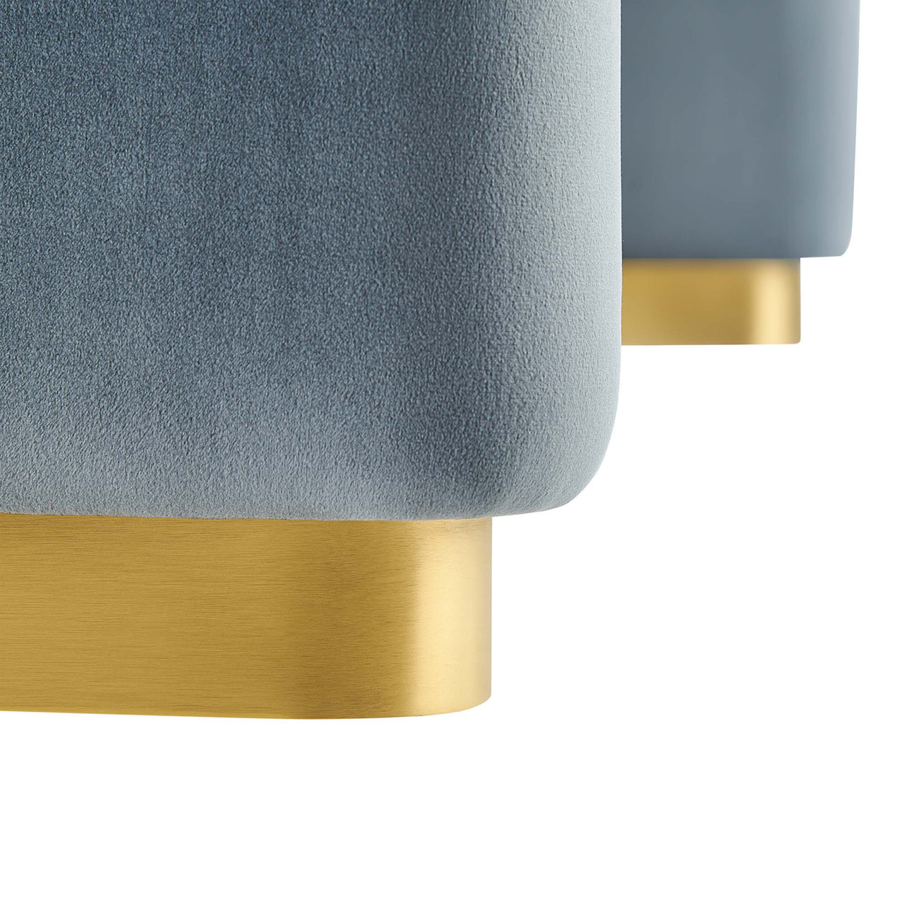 Kaela Upholstered Velvet Ottoman, Gold & Slate