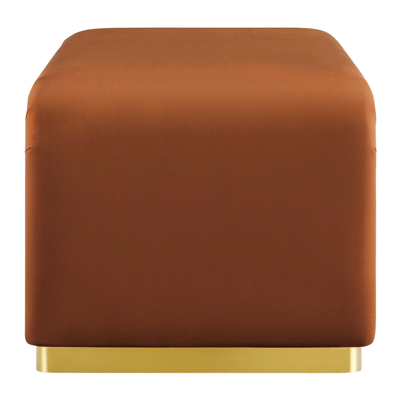 Kaela Upholstered Velvet Ottoman, Gold & Terracotta