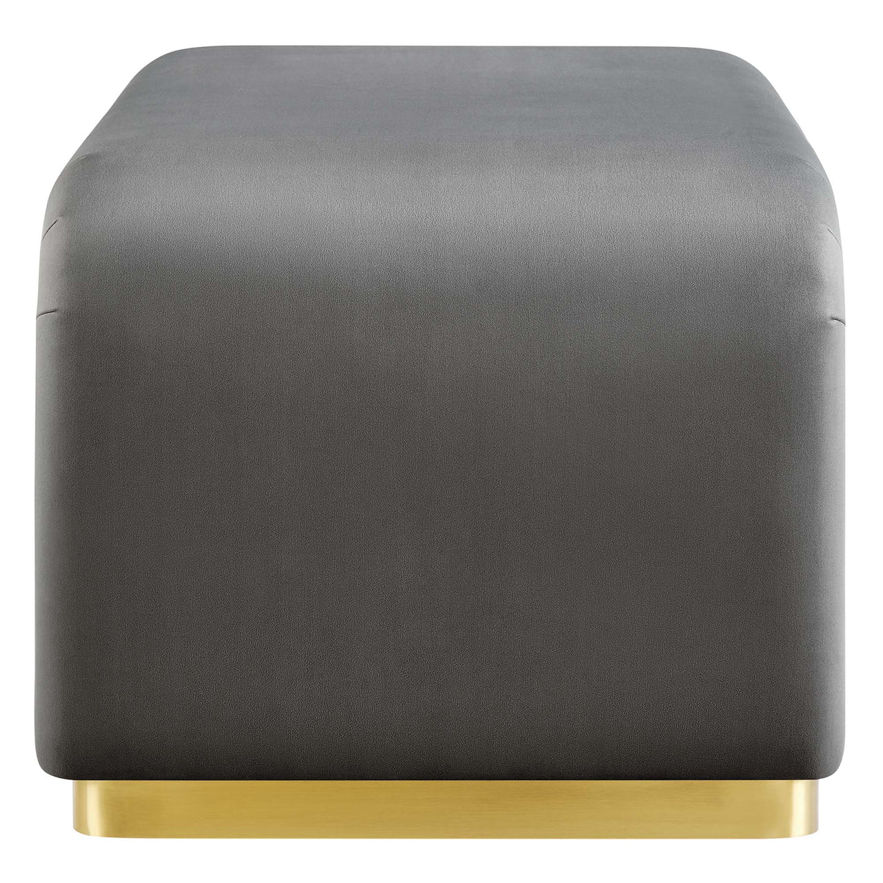 Kaela Upholstered Velvet Ottoman, Gold & Charcoal