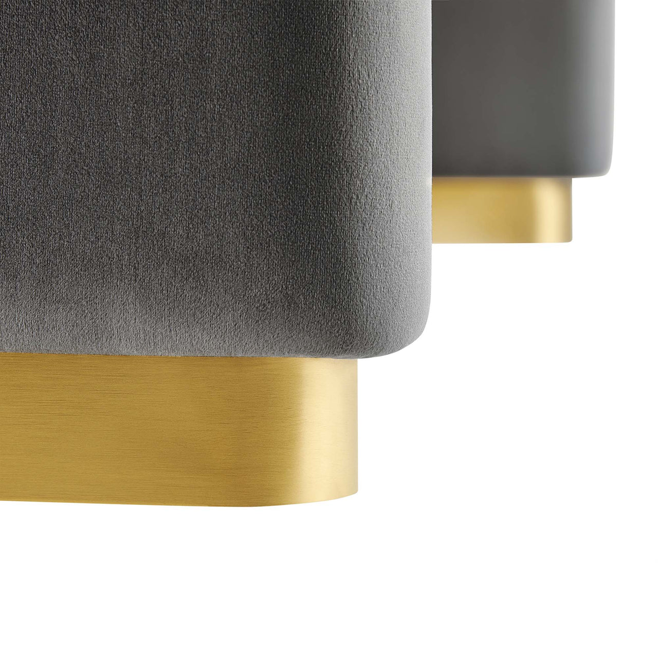 Kaela Upholstered Velvet Ottoman, Gold & Charcoal