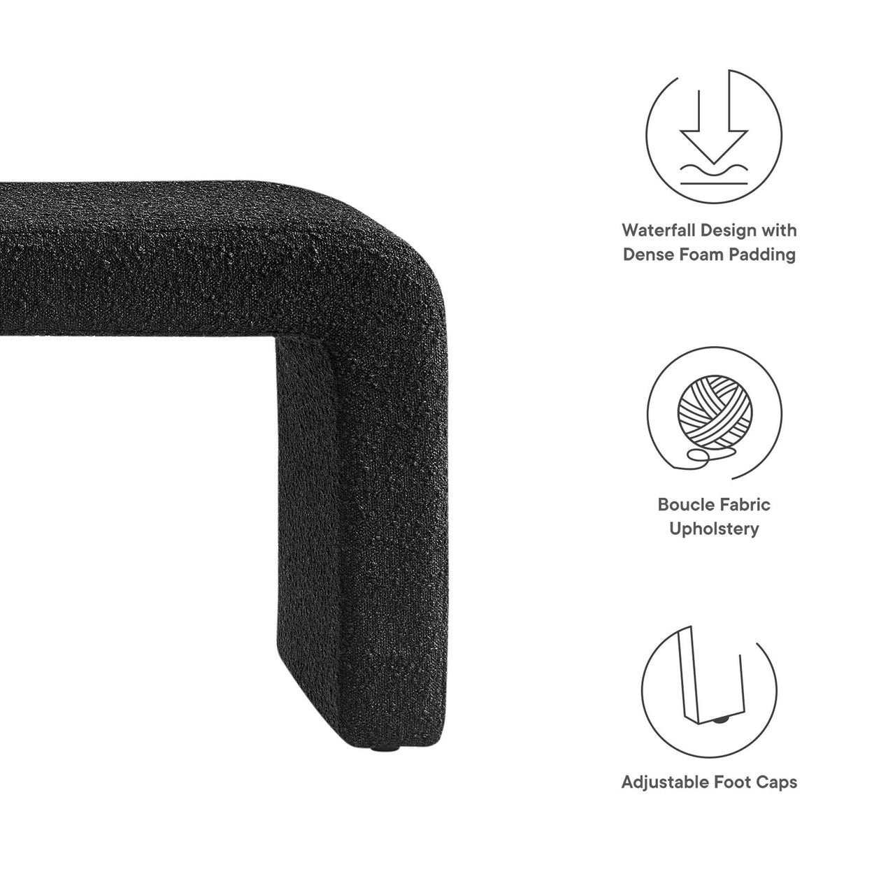 Prideful Boucle Bench, Black