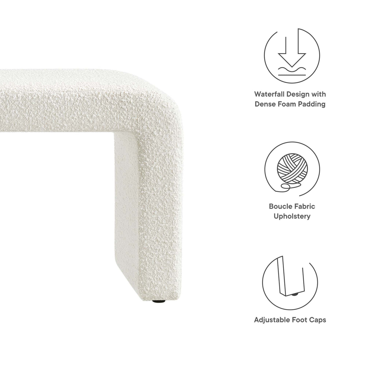 Prideful Boucle Bench, Ivory