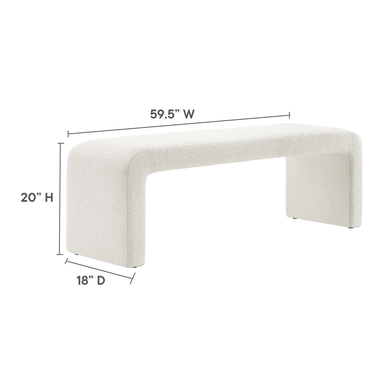 Prideful Boucle Bench, Ivory