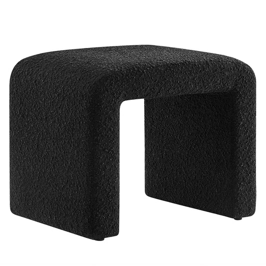 Simba Boucle Fabric Waterfall Stool, Black