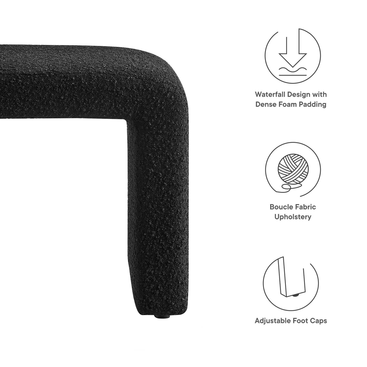 Prideful Boucle Stool, Black