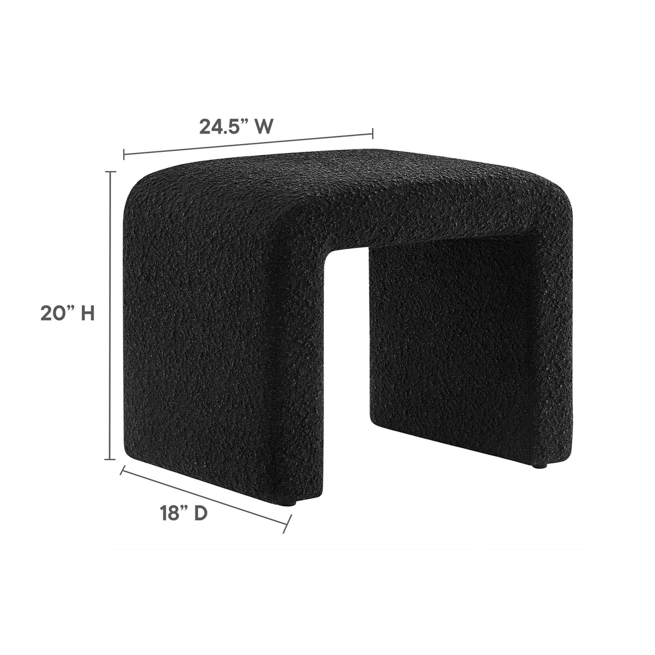 Prideful Boucle Stool, Black