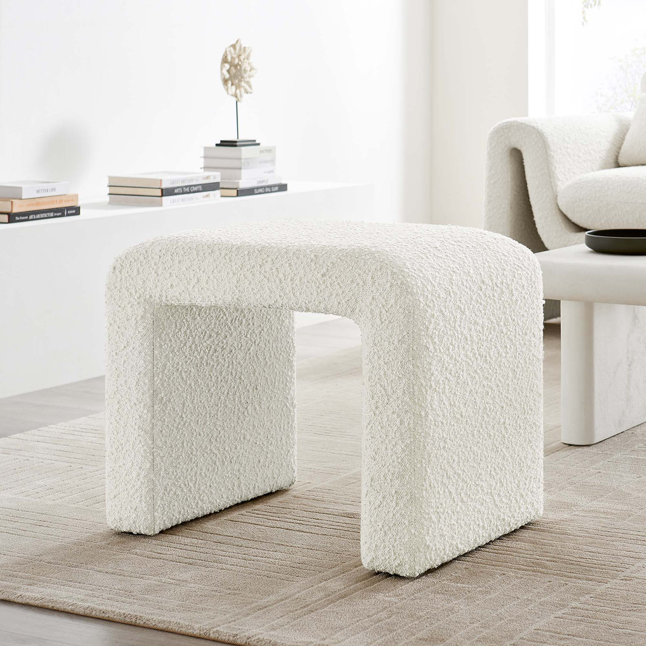 Prideful Boucle Stool, Ivory