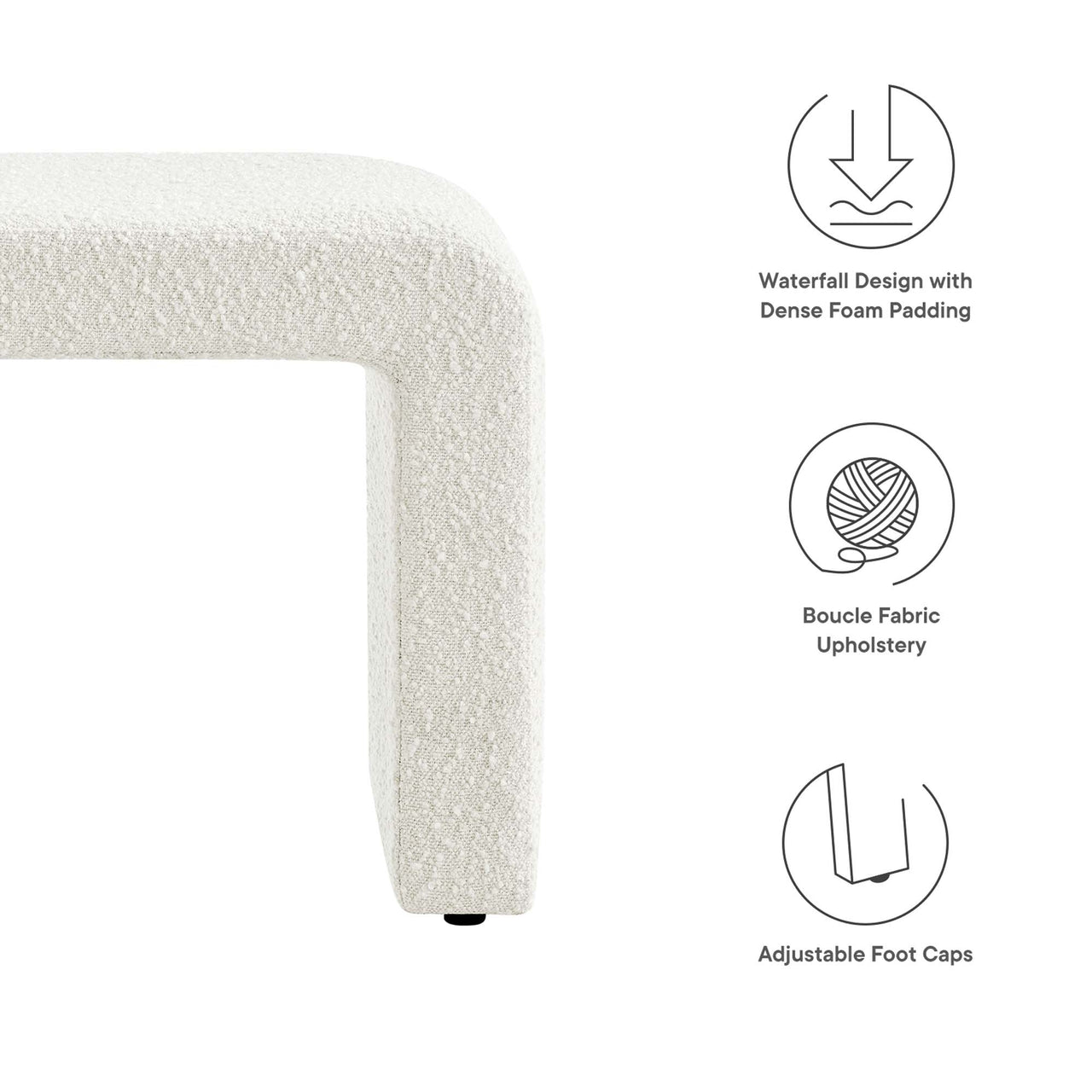 Prideful Boucle Stool, Ivory