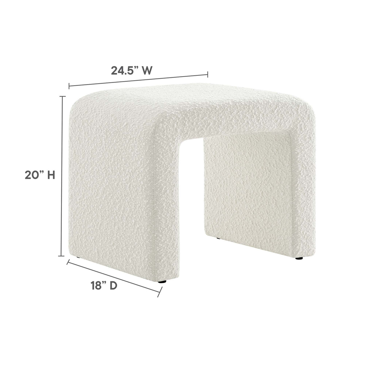 Prideful Boucle Stool, Ivory