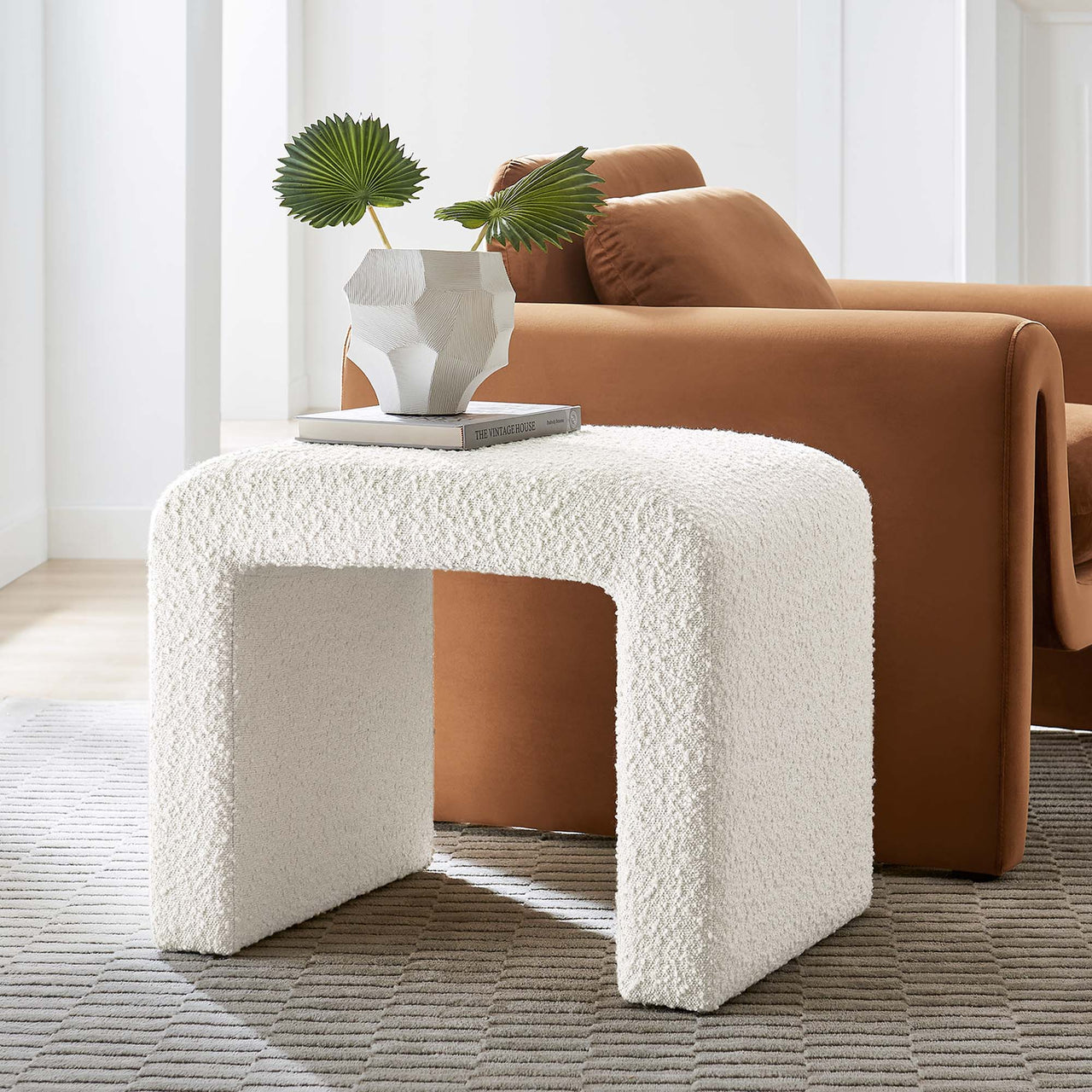 Prideful Boucle Stool, Ivory