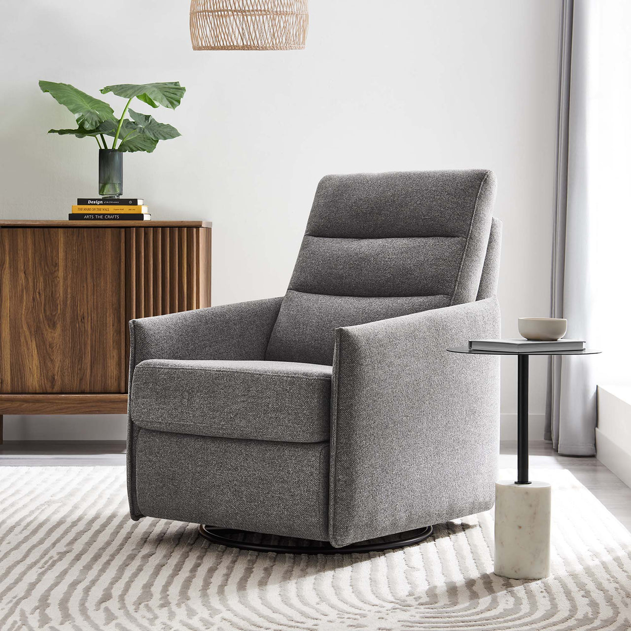Salvion Fabric Lounge Chair, Light Gray