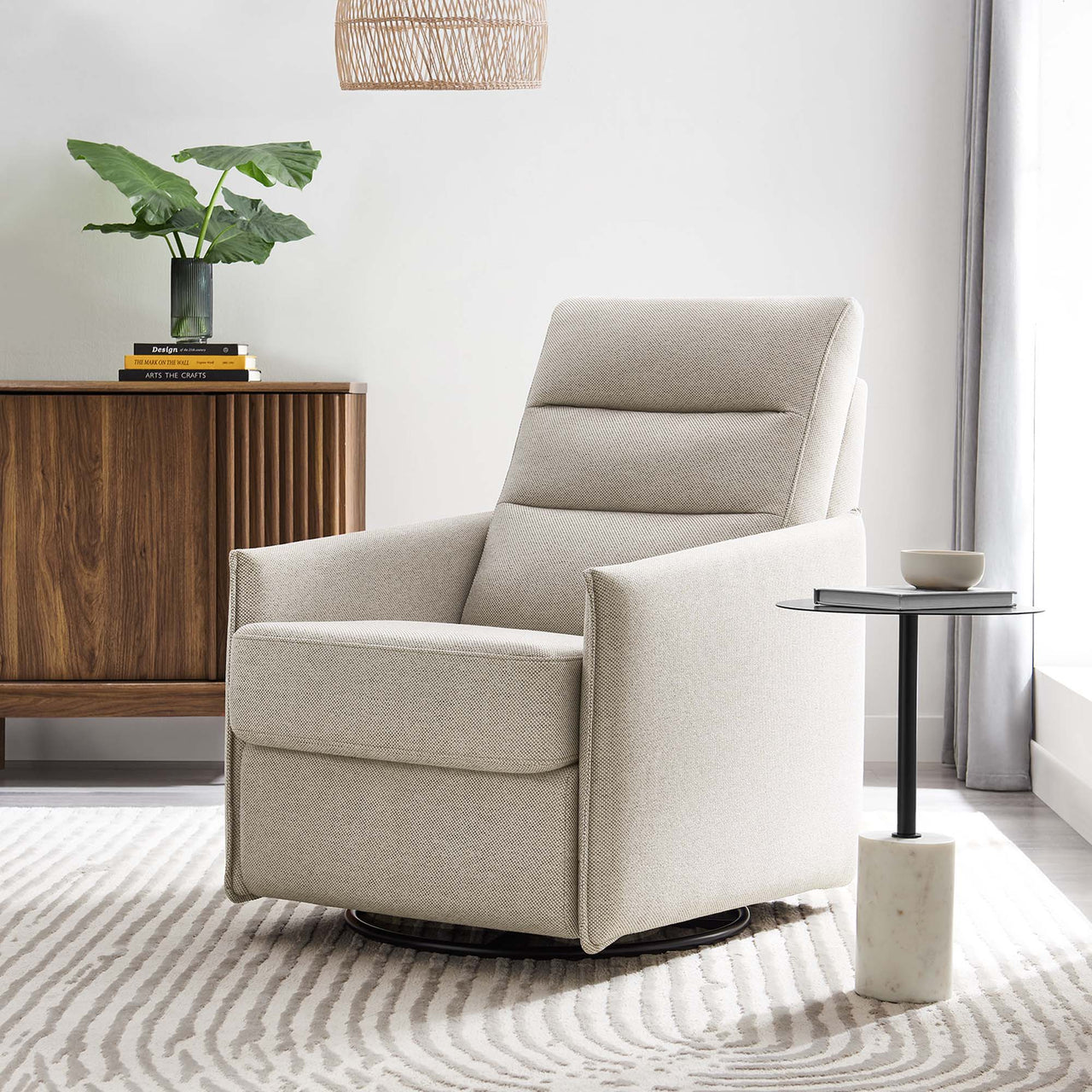 Salvion Fabric Lounge Chair, Oatmeal