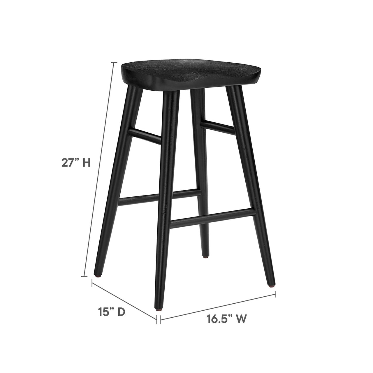 Steeple Backless Counter Stools Set of 2, Black