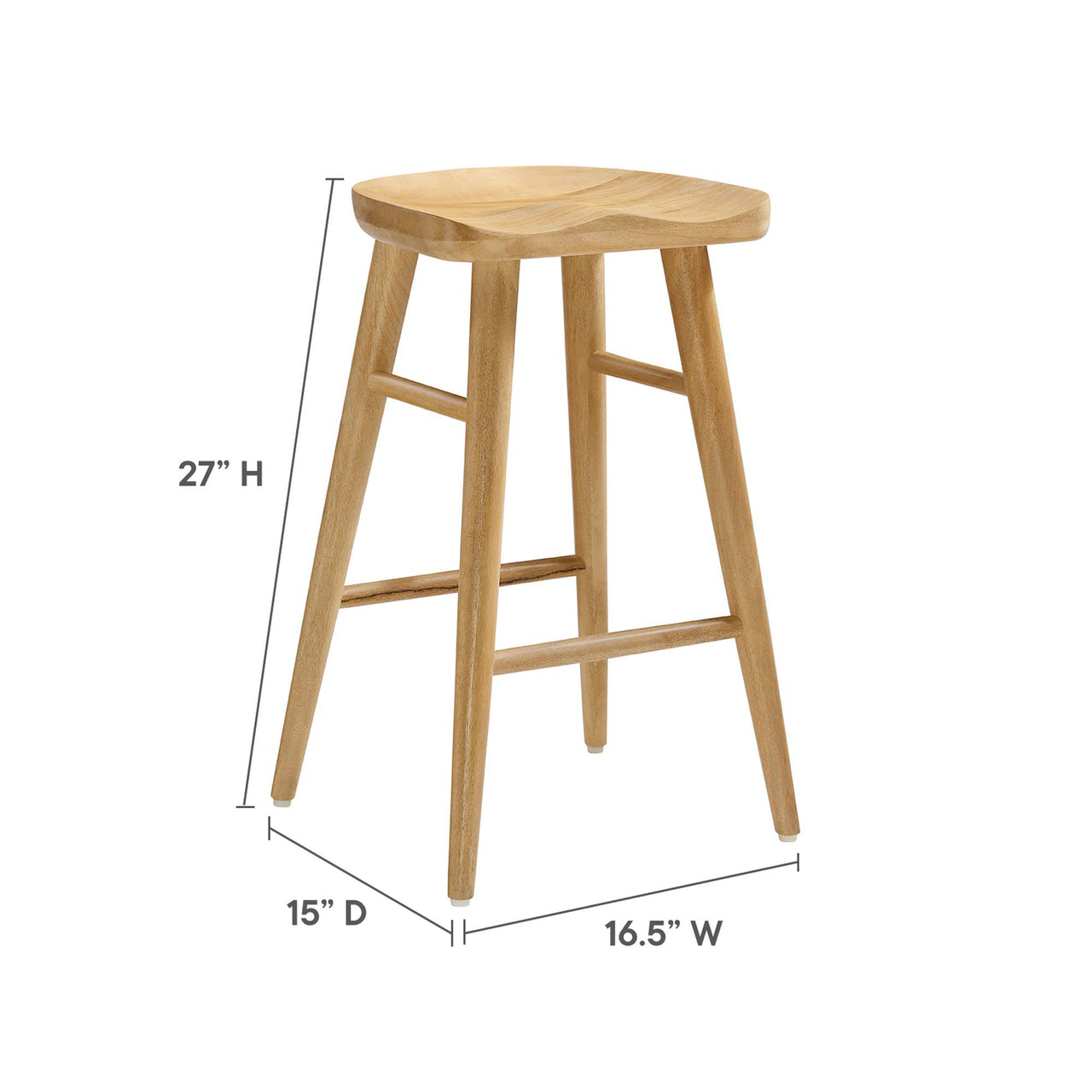 Steeple Backless Counter Stools Set of 2, Oak