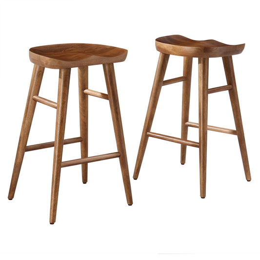 Steeple Backless Counter Stools Set of 2, Walnut
